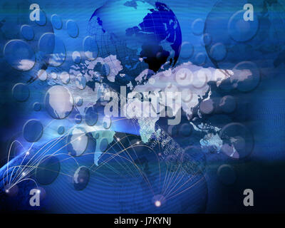 technology of telecommunication created world business network theme Stock Photo