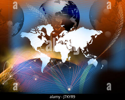 technology of telecommunication created world business network theme Stock Photo