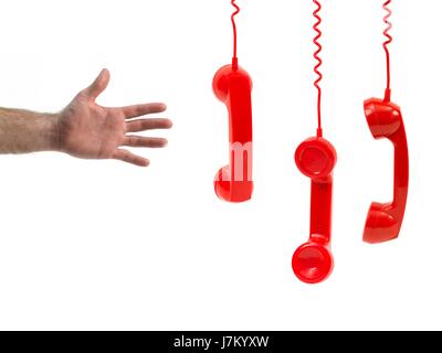telephone phone isolated antique male masculine communication emergency cord Stock Photo