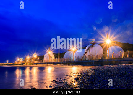 lpg gas tank storage in petrochemical heavy industry estate use for fuet power and energy topic Stock Photo