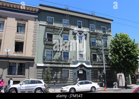 Dashiell Hammett Residence, Crawford Apartments, Edwardian Flats, 1910, Eddy Street, Tenderloin, San Francisco, California Stock Photo