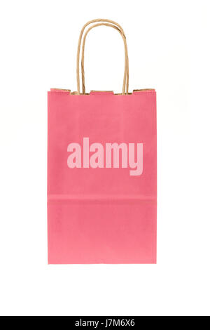 Pink paper gift bag isolated on white background Stock Photo