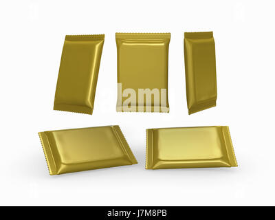 two side seal Flow wrap packet for a wide variety of products with clipping path - sweet, snack,  cracker, biscuit, pasta , Confectionery bars, wafer  Stock Photo