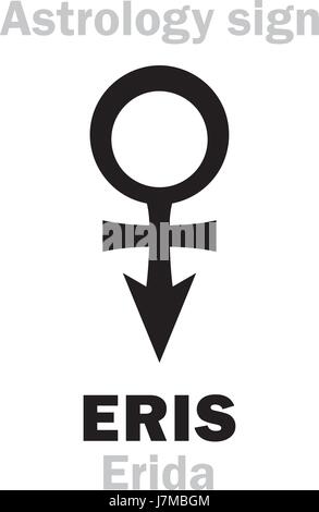 Astrology Alphabet: ERIS (Erida), most massive and second-largest superdistant dwarf planet. Hieroglyphics character sign (single symbol). Stock Vector