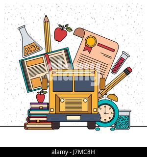 white background with sparkles of color set college education items with educational elements Stock Vector