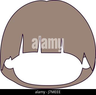 silhouette color sections and light brown hair of faceless head of little kid with mushroom hairstyle Stock Vector