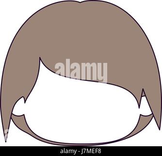 silhouette color sections and light brown hair of faceless head of little kid with short hair Stock Vector