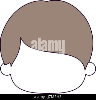 silhouette color sections and light brown hair of faceless head of little boy with short straight hair Stock Vector