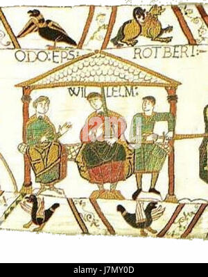 This scene from the Bayeux Tapestry depicts a key moment from the ...