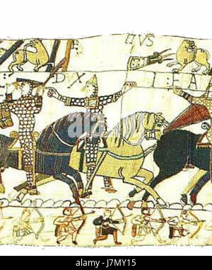 This scene from the Bayeux Tapestry depicts events from the 1066 Norman ...
