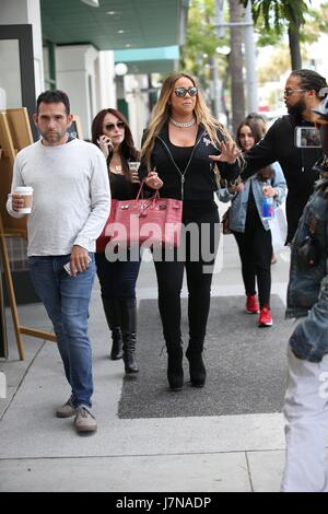 Beverly Hills, Ca. 25th May, 2017. Mariah Carey seen out in Beverly Hills, California with her Hermes Shiny Porosus Crocodile Birkin bag on May 25, 2017. Credit: John Misa/Media Punch/Alamy Live News Stock Photo