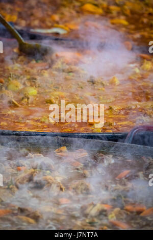 Ready curry meals for sale on the street food market in London Stock Photo