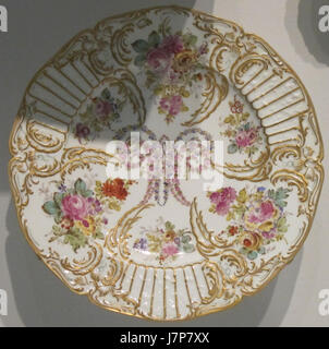 19th century plate, possibly Vienna manufactory, hard paste porcelain, Honolulu Museum of Art Stock Photo