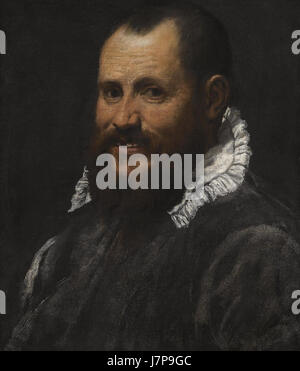 Annibale Carracci   Portrait of a man, bust length, in a white collar Stock Photo