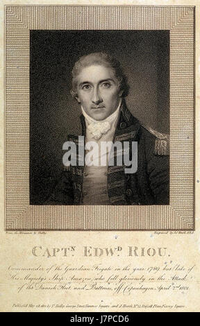 This portrait of Captain Edward Riou depicts the British naval officer ...