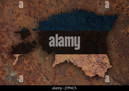 Map and flag of Estonia on rusty metal Stock Photo - Alamy