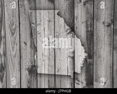 Map of Georgia on weathered wood Stock Photo