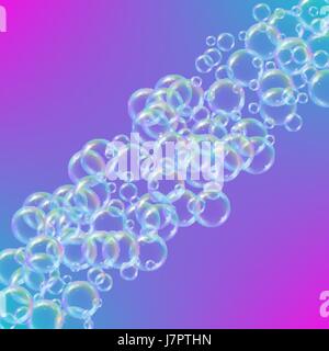 Shampo foam, colorful soap bubbles background Stock Vector