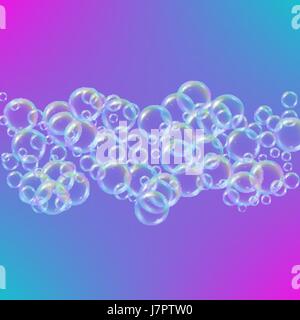 Shampo foam, colorful soap bubbles background Stock Vector