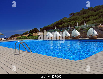 Swimming Pool at hotel in Ibiza Stock Photo