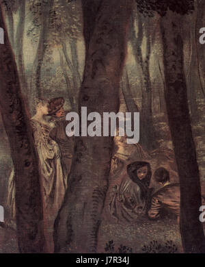 Wateau Back Rococo A painting by Antoine Watteau, showcasing the artist's distinctive ...