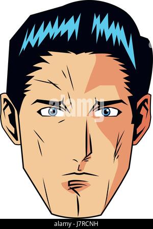 face super hero comic angry expression character Stock Vector