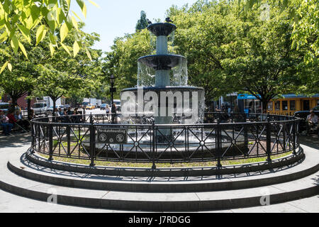 Fountain in Father Demo Square, Greenwich Village, NYC, USA Stock Photo