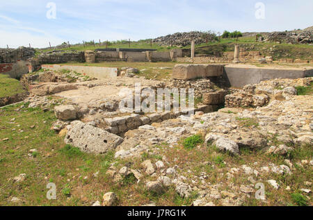 Baths building ruins Acinipo Roman town site Ronda la Vieja, Cadiz province, Spain Stock Photo