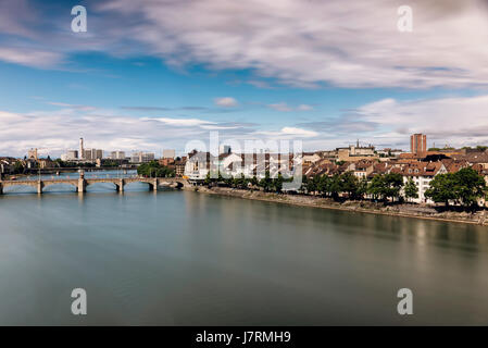 A view of the Rhine River from the Basel Munster (Cathedral) in Basel, Switzerland. Stock Photo
