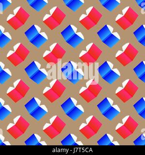 Open Colored Books Seamless Pattern Stock Vector