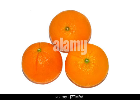 Three whole oranges isolated on white background Stock Photo