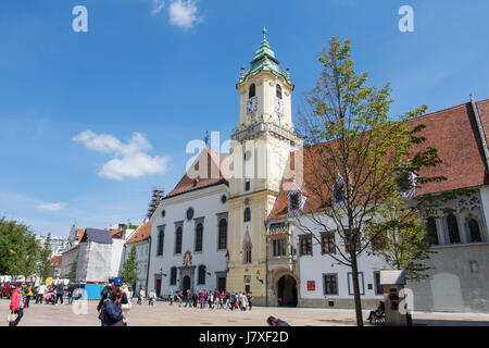 The historic town hall in Hlavne square in Bratislava Stock Photo