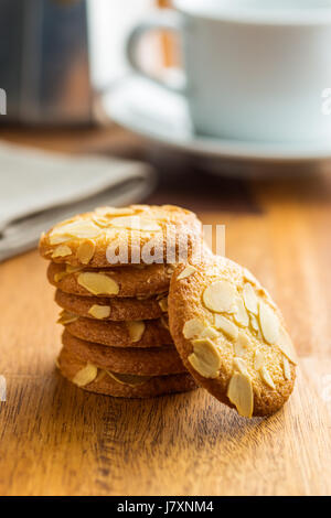 Sweet almond cookies on wooden table. Stock Photo