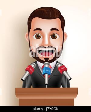 Vector Character Happy Politician Man or Speaker in Conference Speech ...