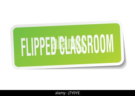 flipped classroom square sticker on white Stock Vector