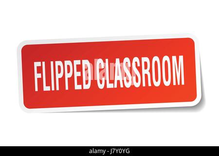 flipped classroom square sticker on white Stock Vector