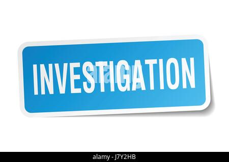 investigation square sticker on white Stock Vector