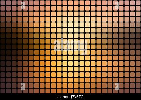 Yellow coral pink black vector abstract mosaic background with rounded corners square tiles over black Stock Vector