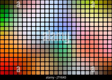 Rainbow colors vector abstract mosaic background with rounded corners square tiles over black Stock Vector