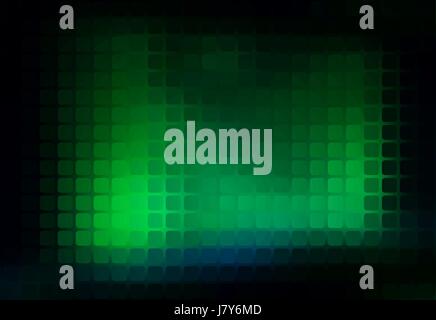 Glowing neon green vector abstract rounded corners square tiles mosaic over blurred background Stock Vector