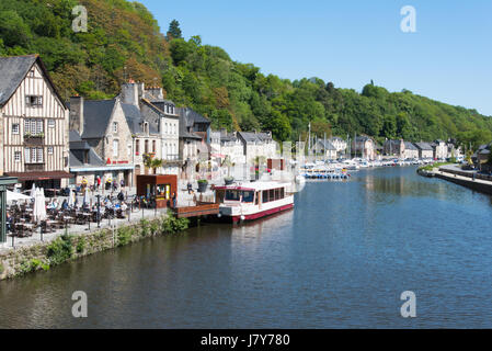 Restaurants in Port de Dinan, Brittany, France Stock Photo
