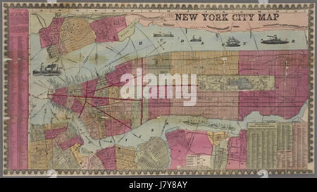 New York City map. Including an index to the streets of New York and Brooklyn (1857) Stock Photo
