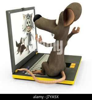 laptop notebook computers computer finger graphic animal rodent ears pain tail Stock Photo