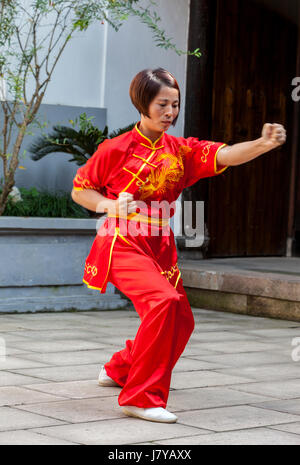 Wenzhou, Zhejiang, China.  Tai Chi Demonstration at the Martial Arts Museum. Stock Photo