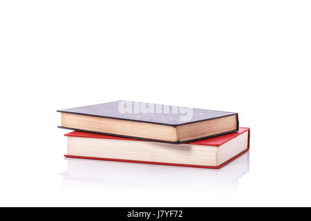 Old book with empty blank cover. Studio shot isolated on white background Stock Photo