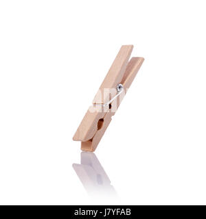 Wooden clothes pin. Studio shot isolated on white background Stock Photo