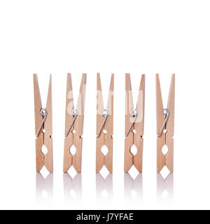 Wooden clothes pin. Studio shot isolated on white background Stock Photo