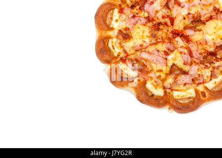 Top view Hawaiian pizza. Studio shot isolated on white background Stock Photo