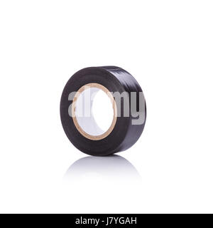 Roll new black tape for electrical. Studio shot isolated on white background Stock Photo