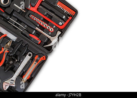 New square black tool box. Studio shot isolated on white background. Saved with clipping path Stock Photo